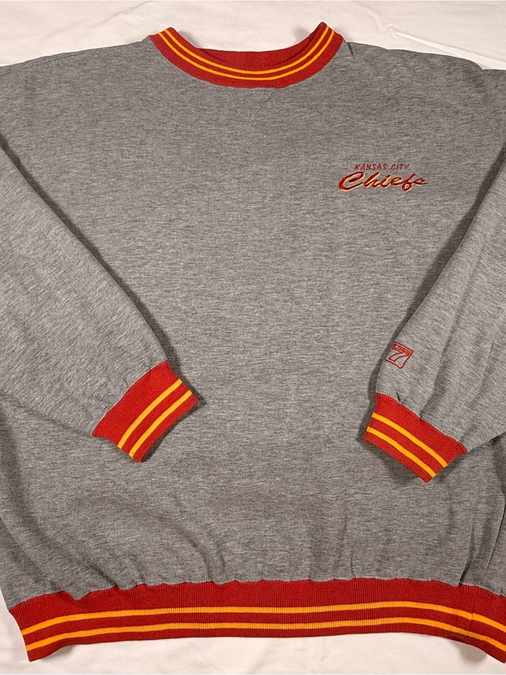 LOGO 7 Gray Crewneck Sweatshirt with Red & Gold Trim